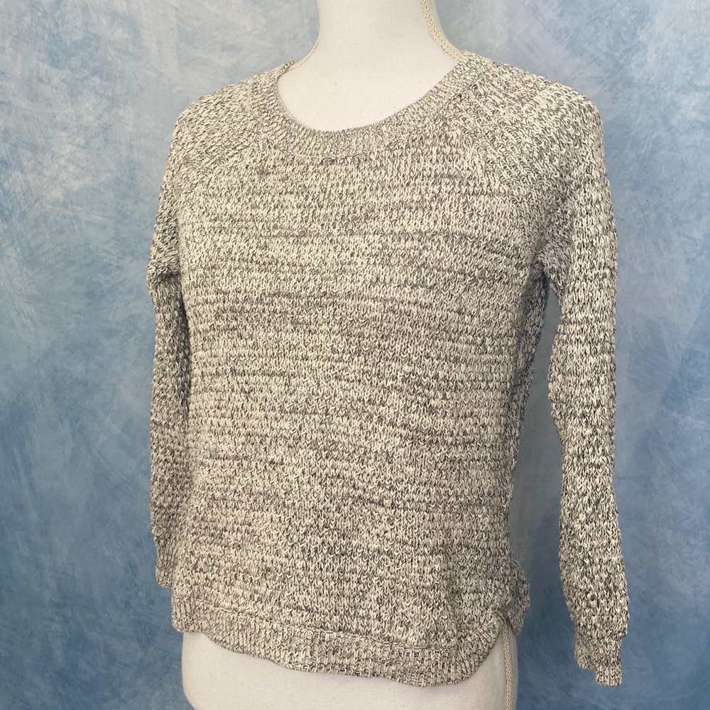 🍀2for$25🍀 Sonoma Women's Heathered Gray Crew Neck Sweater Cropped Raglan Sleeves